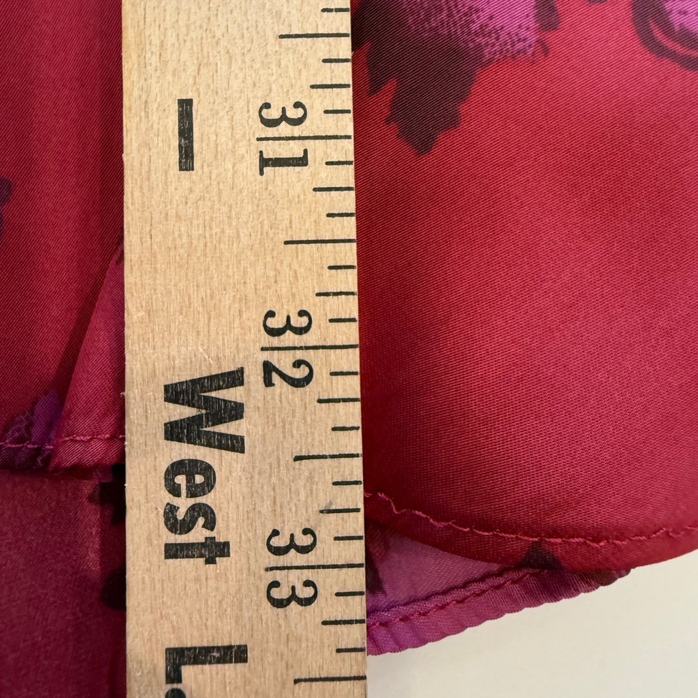 Free People Jos Printed Satin Mini Dress Berry Combo Drop Waist Lace Sz XS EUC - Picture 12 of 12